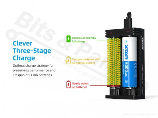 Charger for 18650 Li-Ion batteries 0.5A XTAR-MC2-C